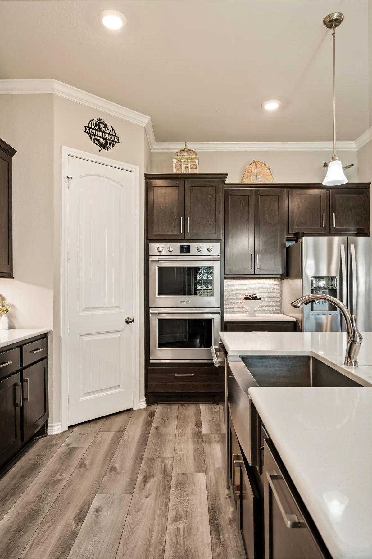 Kitchen with quartz counters and large island
